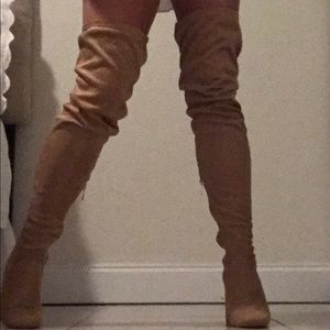 Nude ultra suede thigh boot!